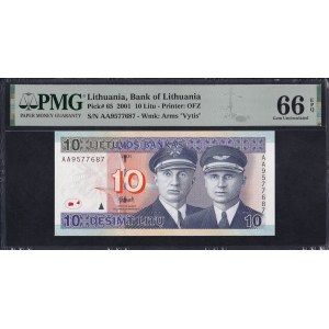 Lithuania, 10 Litu, 2001, Gem UNC 66 EPQ