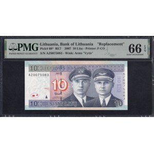 Lithuania, 10 Litu, 2007, Gem UNC 66 EPQ, ''Replacement''