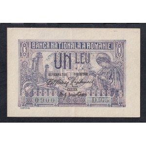 Romania, 1 Leu, 1915, XF