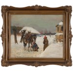 Jerzy KOSSAK (1886-1955), "Lancer dressing a wounded horse" (1921)