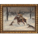 Jerzy KOSSAK (1886-1955), "A cuirassier repelling a wolf attack" (1925)