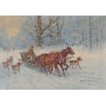 Mieczyslaw KRZYŻAK (1914-1984), "Going on a hunting trip".