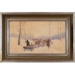 Adam SETKOWICZ (1876-1945), "Winter - a sleigh ride along a dirt road".