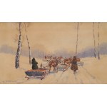 Adam SETKOWICZ (1876-1945), "Winter - a sleigh ride along a dirt road".