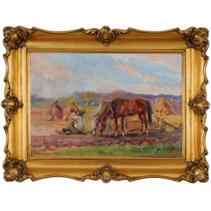 Juliusz SLABIAK (1917-1973), By the plowing - rest.