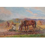 Juliusz SLABIAK (1917-1973), By the plowing - rest.