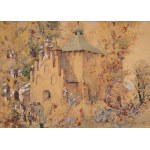 Stanisław GIBIŃSKI (1882-1971), Devant l'église orthodoxe de Posada Rybotycka.
