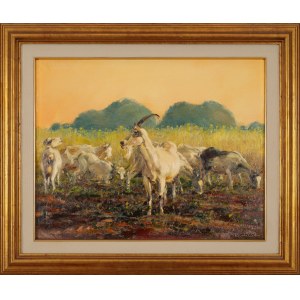 Daniel PIELUCHA (né en 1959), Chèvres au champ.