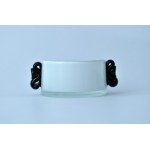 Glass platter - HS Tarnowiec - white and black.