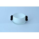 Glass platter - HS Tarnowiec - white and black.