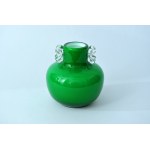 Glass vase with ears - HS Tarnowiec - Green
