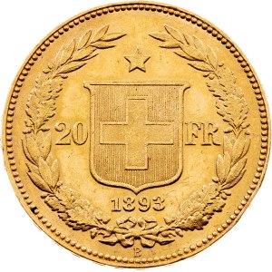 Switzerland, 20 Francs 1893, Utrecht