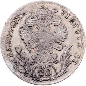 Joseph II., 20 Kreuzer 1770, F.//A.-S., Hall