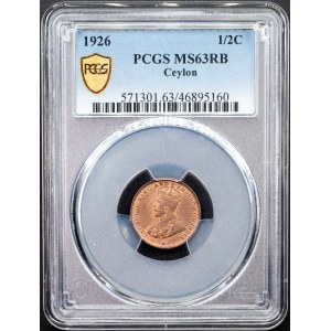 Ceylon, 1/2 Cent 1926, Heaton