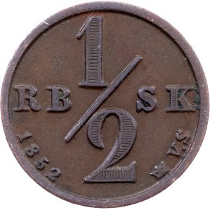 Denmark, 1/2 Rigsbankskilling 1852, VS, Copenhagen