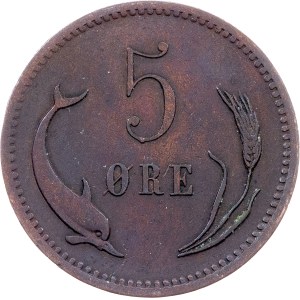 Denmark, 5 Øre 1874, CS, Copenhagen