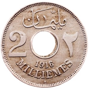 Egypt, 2 Milliemes AH 1335 (1916), H, Heaton