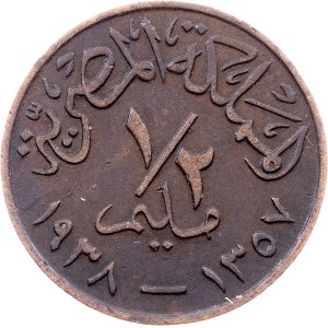 Egypt, 1/2 Millieme AH 1357 (1938), Heaton