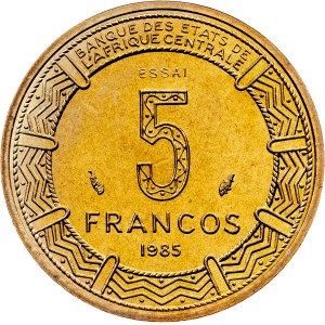 Equatorial Guinea, 5 Francos CFA 1985, Paris