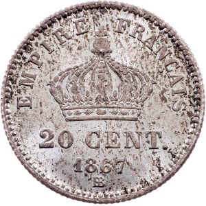France, 20 Centimes 1867, BB, Strasbourg