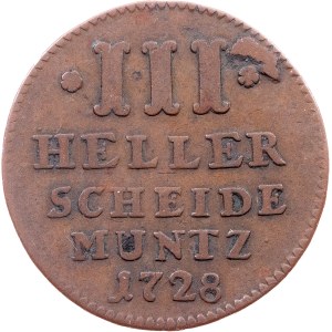 Germany, 3 Heller 1728, Kassel