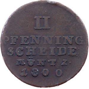 Germany, 2 Pfenning 1800, PLM, Clausthal