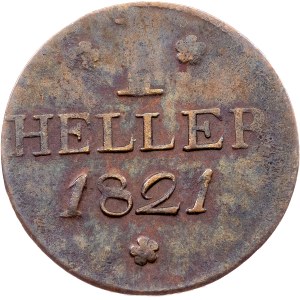 Germany, 1 Heller 1821, F GB, Frankfurt am Main
