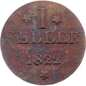 Germany, 1 Heller 1822, F GB, Frankfurt am Main