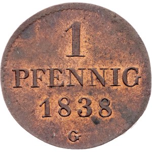 Germany, 1 Pfennig 1838, G, Dresden