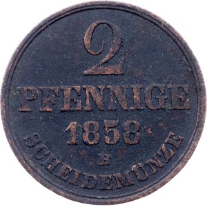 Germany, 2 Pfennige 1858, B, Hannover
