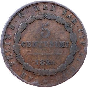 Italy, 5 Centesimi 1826, L, Turin