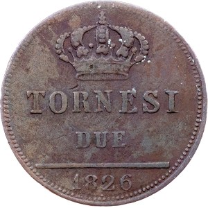 Italy, 2 Tornesi 1826, Naples