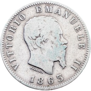 Italien, 1 Lira 1863, M BN, Mailand