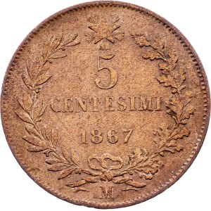 Italien, 5 Centesimi 1867, M, Mailand