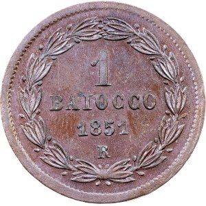 Kirchenstaat, 1 Baiocco 1851 (V), R, Rom