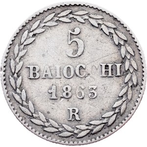 Kirchenstaat, 5 Baiocchi 1863 (XVIII), R, Rom