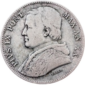 Kirchenstaat, 20 Baiocchi 1865 (XX), R, Rom