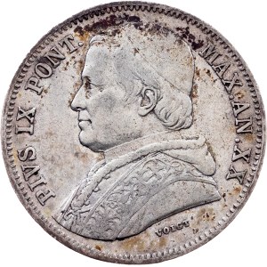 Papal States, 20 Baiocchi 1865 (XX), R, Rome