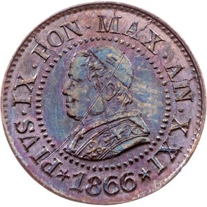 Papal States, 1 Centesimo 1866 (XXI), R, Rome