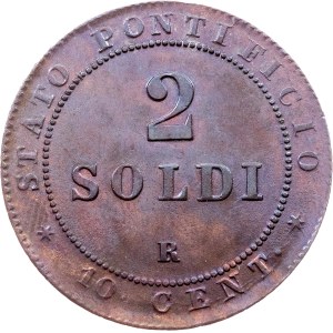 Kirchenstaat, 2 Soldi / 10 Centesimi 1867 (XII), R, Rom
