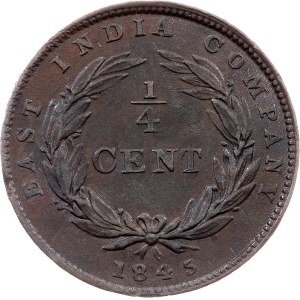 Insediamenti dello Stretto, 1/4 Cent 1845, Calcutta
