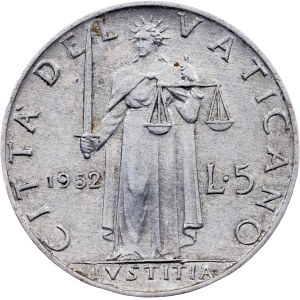 Vatican, 5 Lire 1952 (XIV), Rome