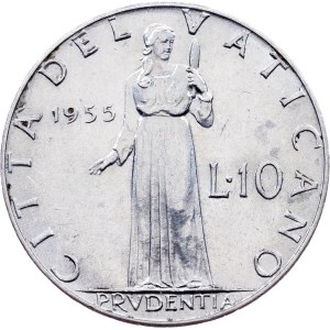 Vatican, 10 Lire 1955 (XVII), Rome