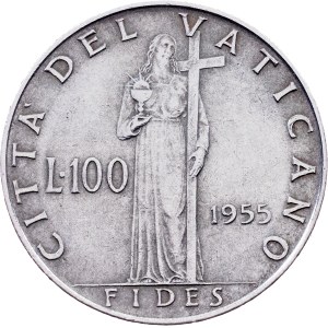 Vatican, 100 Lire 1955 (XVII), Rome