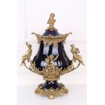 Bronze-wrapped cobalt vase