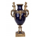 Large cobalt vase with ladies
