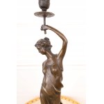 Świecznik z brązu z damą