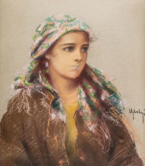 Józef Ujheli (1895-?), Portret dziewczyny łemkowskiej
