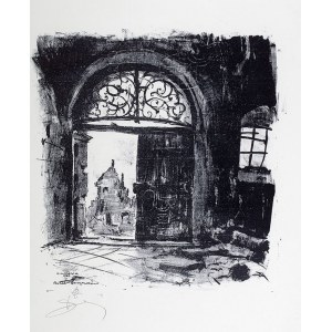 Antoni Suchanek (1901 Rzeszów - 1982 Gdynia), Portal Baryczków, z teki „Ruiny Starej Warszawy”, 1945 r.