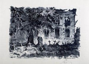Antoni Suchanek (1901 Rzeszów - 1982 Gdynia), U głuchoniemych, z teki „Ruiny Starej Warszawy”, 1945 r.